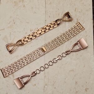 Elegant Rose Gold Women's Smartwatch Bracelets Set. With 1 Fitbit Bracelet.